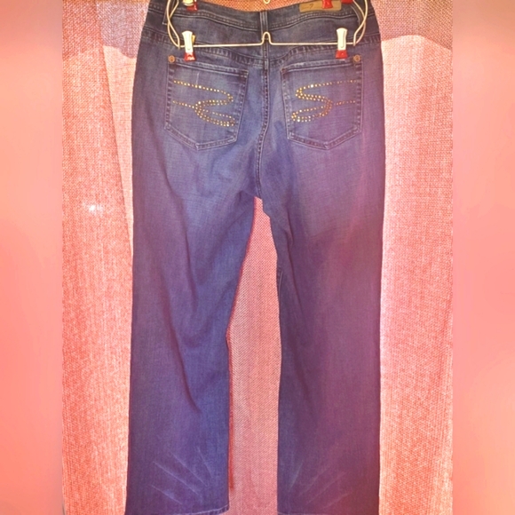 Seven 7 Premium Denim RustGold Rhinestone Embellished SZ 16 x32-33L Like New - Picture 9 of 17